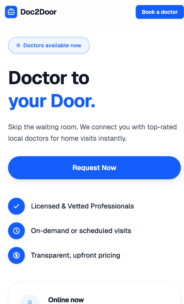 Doc2Door App UI